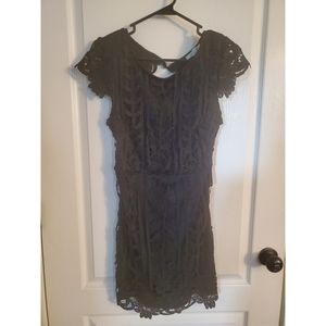 Hazel & Olive black lace open back dress